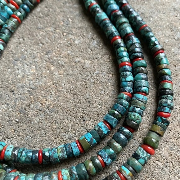 S.S.Multi StrandTurquoise CoralHeishi BeadNecklace